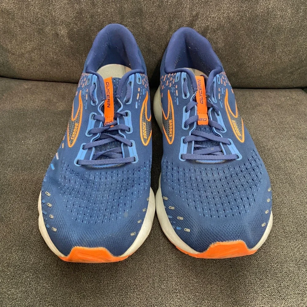 Brooks Glycerin 20 Mens 14 Blue Orange Running Athletic Sneakers 1103821D444